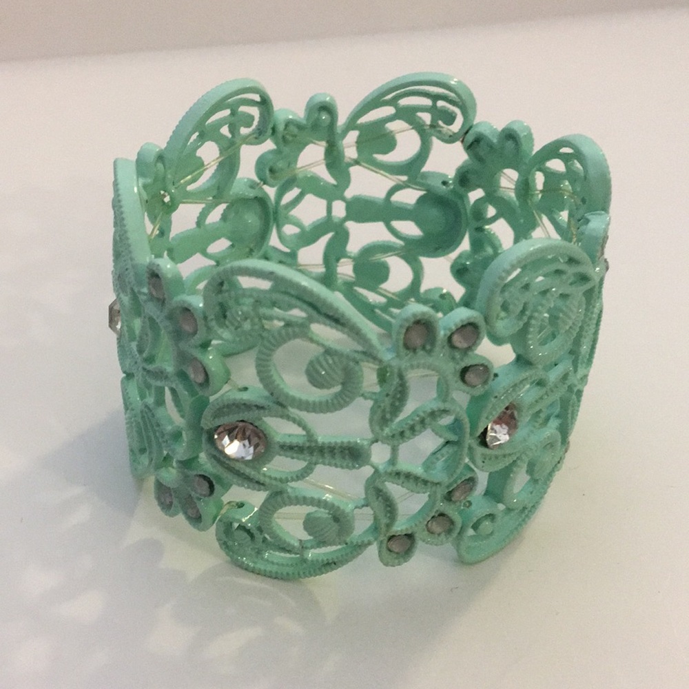 Mint Green Retro Stretch Cuff Bracelet